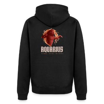 Wassermann - Unisex Premium Bio Zip Hoodie - Schwarz - Hinten - Nico (187cm)