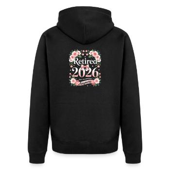 Ruhestand 2026 nicht mein Problem - Unisex Premium Bio Zip Hoodie - Schwarz - Hinten - Nico (187cm)