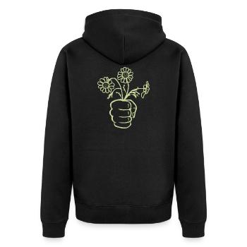 Une main de poing avec un bouquet de fleurs - Veste à capuche bio Premium Unisexe - noir - Dos - Nico (187cm)