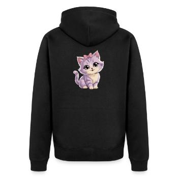 Kitten with bow - customizable - Unisex Premium Organic Zip Hoodie - black - Back - Nico (187cm)