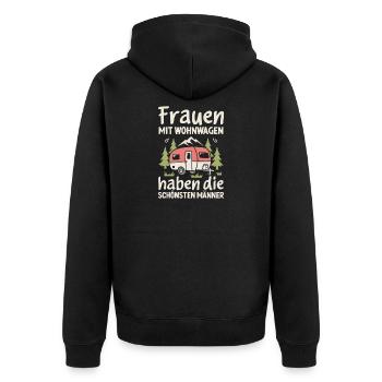 Camping Frauen Wohnwagen Caravan Camper - Unisex Premium Bio Zip Hoodie - Schwarz - Hinten - Nico (187cm)