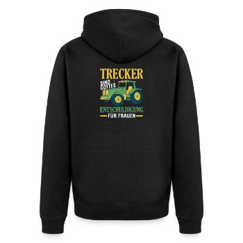 Traktorfahrer Hobby Bauer Traktor Männer Spruch - Unisex Premium Bio Zip Hoodie - Schwarz - Hinten - Nico (187cm)