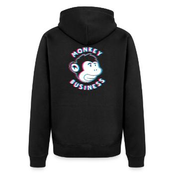 Monkey Business 3D - Affe Graffiti Urban Art - Unisex Premium Bio Zip Hoodie - Schwarz - Hinten - Nico (187cm)