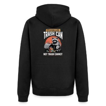 Funny Raccoon - Unisex Premium Bio Zip Hoodie - Schwarz - Hinten - Nico (187cm)