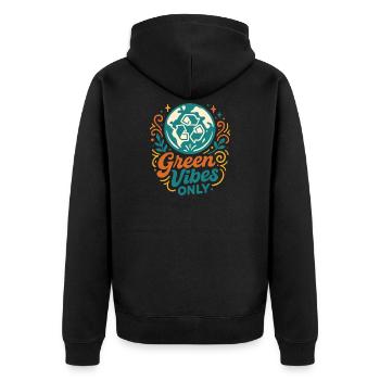 Pure green vibes - Unisex Premium Organic Zip Hoodie - black - Back - Nico (187cm)