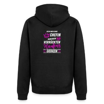 Chefin dieses Verrückten Haufens - Geschenkidee - Unisex Premium Organic Zip Hoodie - black - Back - Nico (187cm)