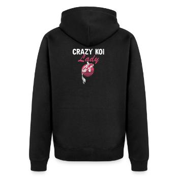 Crazy Koi Lady Funny Fish Pond Animal Humor - Unisex Premium Organic Zip Hoodie - black - Back - Nico (187cm)