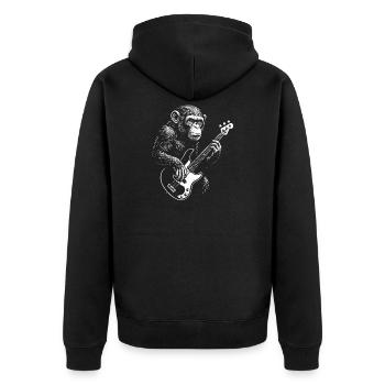 Schimpanse-Bassist - Unisex Premium Bio Zip Hoodie - Schwarz - Hinten - Nico (187cm)
