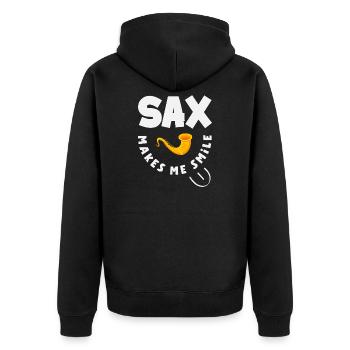 Saxofon - Unisex Premium Bio Zip Hoodie - Schwarz - Hinten - Nico (187cm)