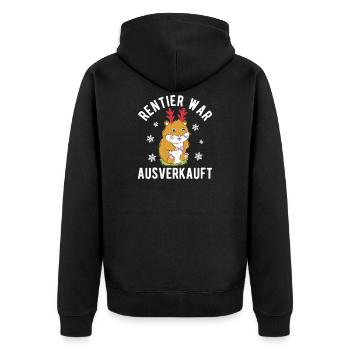 Lustiger Hamster Rentier war Ausverkauft  - Unisex Premium Bio Zip Hoodie - Schwarz - Hinten - Nico (187cm)