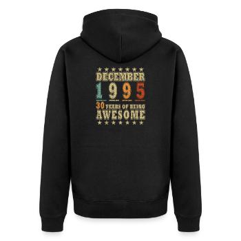 Cadeau d’anniversaire de décembre 1995 - Veste à capuche bio Premium Unisexe - noir - Dos - Nico (187cm)