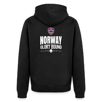 NORWEGEN-RUHM - Unisex Premium Bio Zip Hoodie - Schwarz - Hinten - Nico (187cm)