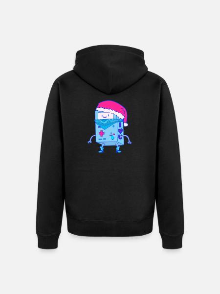 Kawaii Christmas Robot Santa Bot - Unisex Premium Organic Zip Hoodie - black