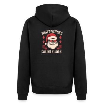 Gambling Fan Santa´s Preferred Player Casino - Unisex Premium Bio Zip Hoodie - Schwarz - Hinten - Nico (187cm)