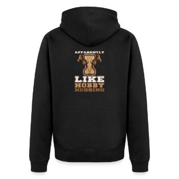 Apparent Hobby Horse Art Hobby Horsing - Unisex Premium Organic Zip Hoodie - black - Back - Nico (187cm)
