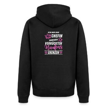 Verrückte Chefin lustiger Chefin Geschenk Spruch - Unisex Premium Organic Zip Hoodie - black - Back - Nico (187cm)