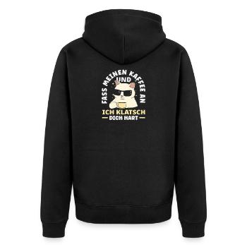 Funny Cat Coffee Saying Office Coffee Lover - Unisex Premium Organic Zip Hoodie - black - Back - Nico (187cm)