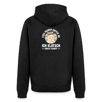 Funny Cat Coffee Saying Office Coffee Lover - Unisex Premium Organic Zip Hoodie - black - Back - Nico (187cm)