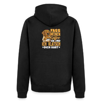 Funny Dog Coffee Saying Office Coffee Lover - Unisex Premium Organic Zip Hoodie - black - Back - Nico (187cm)