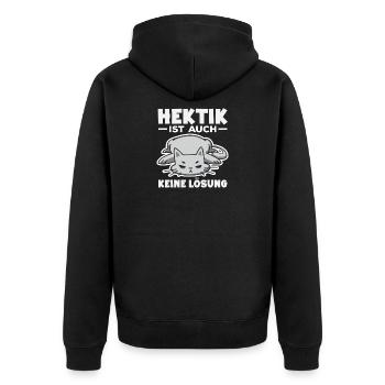 Lustiges Katze Keine Motivation Spruch - Unisex Premium Bio Zip Hoodie - Schwarz - Hinten - Nico (187cm)