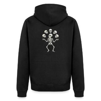 Skelett Jongliert Mit Totenköpfen Kunst - Unisex Premium Bio Zip Hoodie - Schwarz - Hinten - Nico (187cm)