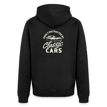 Facilement distrait par les voitures classiques Fan rétro de voitures - Veste à capuche bio Premium Unisexe - noir - Dos - Nico (187cm)