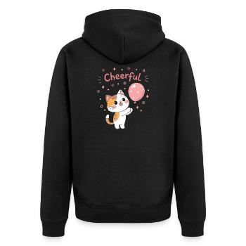 Happy Pink Balloon Kitten - Unisex Premium Organic Zip Hoodie - black - Back - Nico (187cm)