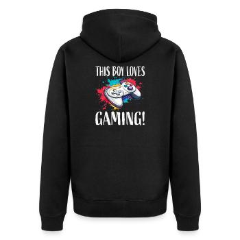 This Kid Loves Gaming - Unisex Premium Organic Zip Hoodie - black - Back - Nico (187cm)