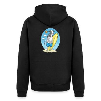 Cow Beach Surfboard Summer - Unisex Premium Organic Zip Hoodie - black - Back - Nico (187cm)