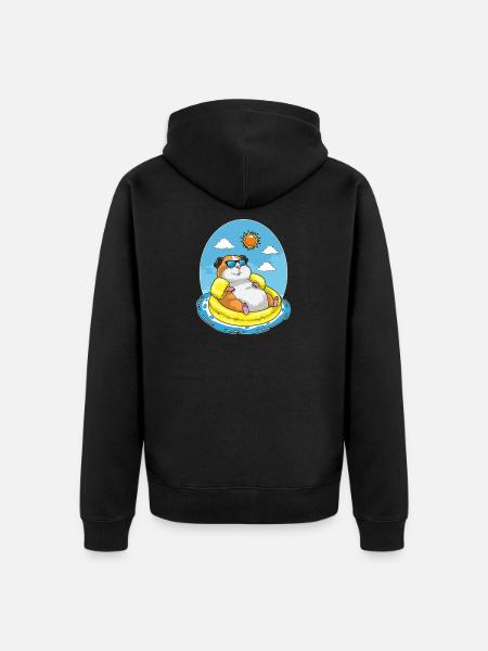 Natation de hamsters dans l’anneau d’été - Veste à capuche bio Premium Unisexe - noir