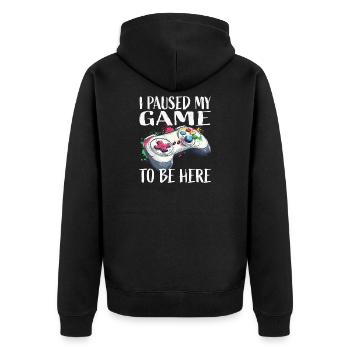 I paused my game controller - Unisex Premium Organic Zip Hoodie - black - Back - Nico (187cm)