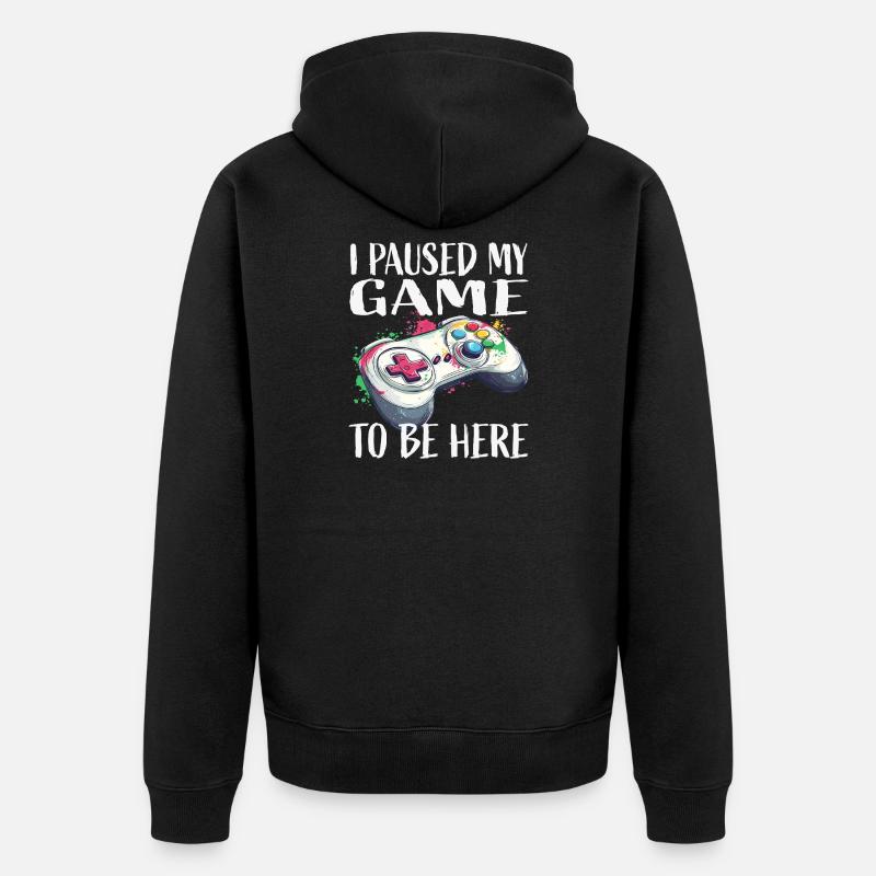 Ich pausierte mein Spiel Controller - Unisex Premium Bio Zip Hoodie - Schwarz
