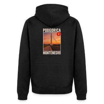 Podgorica Montenegro - Unisex Premium Bio Zip Hoodie - Schwarz - Hinten - Nico (187cm)