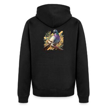 Tauben Taube - Unisex Premium Bio Zip Hoodie - Schwarz - Hinten - Nico (187cm)