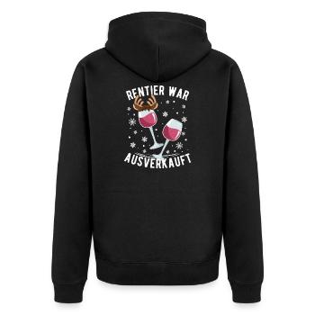 Rentier war Ausverkauft Wein Rotwein - Unisex Premium Bio Zip Hoodie - Schwarz - Hinten - Nico (187cm)