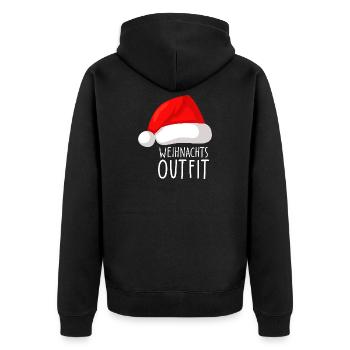 Weihnachtsoutfit Weihnachtsmütze Xmas Deko Outfit  - Unisex Premium Bio Zip Hoodie - Schwarz - Hinten - Nico (187cm)