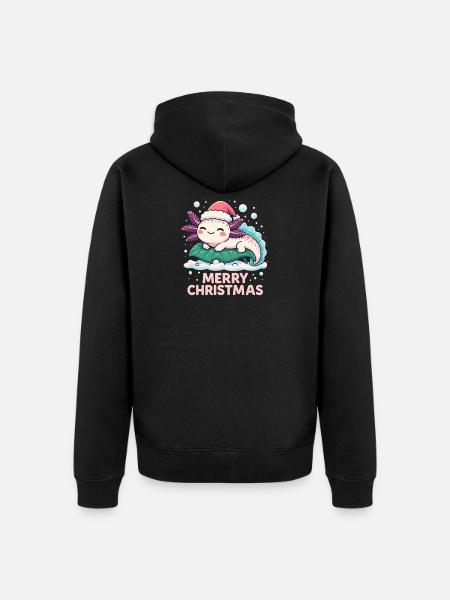 Mignon Axolotl Joyeux Noël - Veste à capuche bio Premium Unisexe - noir
