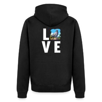 Tauben Taube - Unisex Premium Bio Zip Hoodie - Schwarz - Hinten - Nico (187cm)