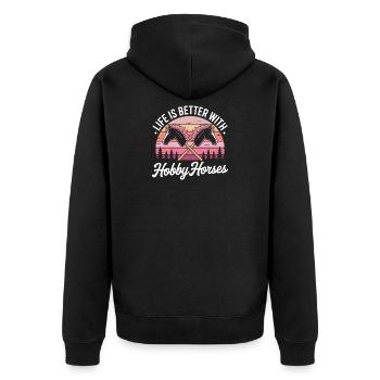 Hobby Horsing Steckenpferd - Unisex Premium Bio Zip Hoodie - Schwarz - Hinten - Nico (187cm)