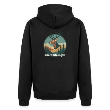 Stilles Stärke Reh im Wald - Unisex Premium Bio Zip Hoodie - Schwarz - Hinten - Nico (187cm)