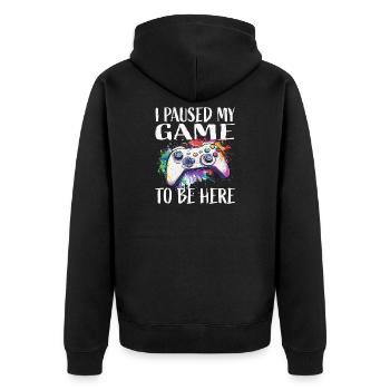 I paused my game – colored gamepad - Unisex Premium Organic Zip Hoodie - black - Back - Nico (187cm)