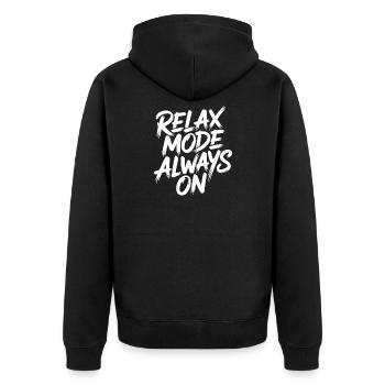 Relaxation mode always on - Unisex Premium Organic Zip Hoodie - black - Back - Nico (187cm)