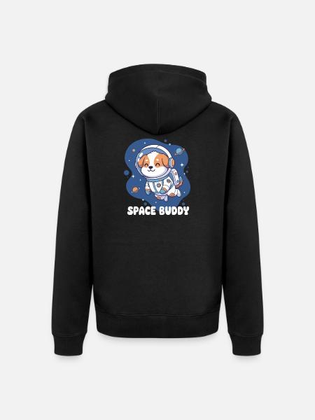Chien astronaute compagnon de l’espace - Veste à capuche bio Premium Unisexe - noir