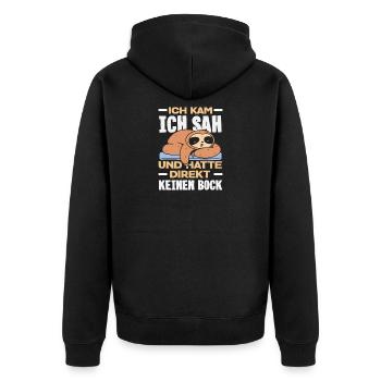 Lustiges Faultier Keine Motivation Spruch - Unisex Premium Bio Zip Hoodie - Schwarz - Hinten - Nico (187cm)