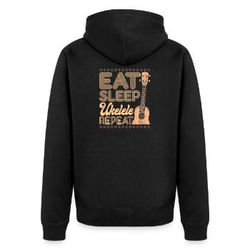 Hawaiian Ukulele Uke Eat Sleep - Unisex Premium Organic Zip Hoodie - black - Back - Nico (187cm)