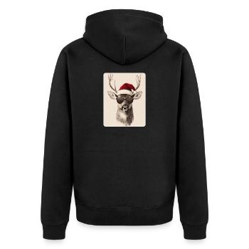 Reindeer Deer Antlers Reindeer Vintage Christmas - Unisex Premium Organic Zip Hoodie - black - Back - Nico (187cm)