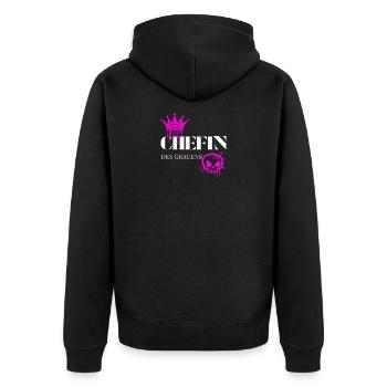 Chefin des Grauens – Witziger Frauen Spruch - Veste à capuche bio Premium Unisexe - noir - Dos - Nico (187cm)