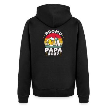 Beförderter Daddy-to-Be 2027 Schwangerschaftsankündigung - Unisex Premium Bio Zip Hoodie - Schwarz - Hinten - Nico (187cm)