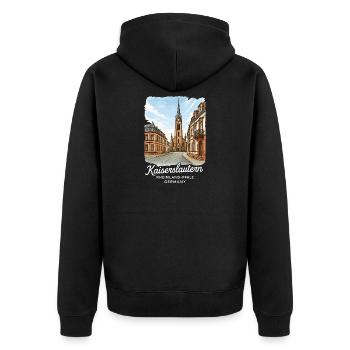Kaiserslautern - Unisex Premium Bio Zip Hoodie - Schwarz - Hinten - Nico (187cm)