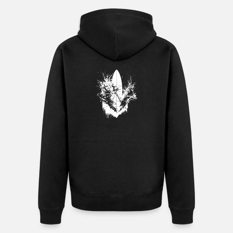 Surf dynamique Illustration Surf Surf - Veste à capuche bio Premium Unisexe - noir